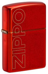 Zippo Classic Logo Design Metallic Red Çakmak 61010