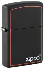 Zippo Classic Black Matte Red Border Logo Çakmak 218ZB